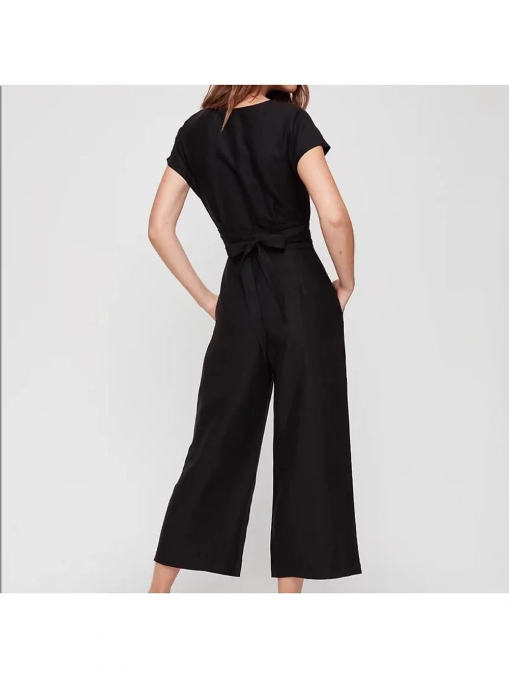 Aritzia Wilfred Brax Wide-Leg Black Wrap Jumpsuit